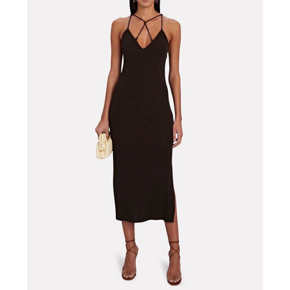 Frame Delicate Knot Dress Brown Size Medium - Picture 3 of 11